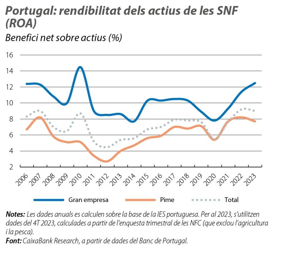 Portugal: rendibilitat dels actius de les SNF (ROA)