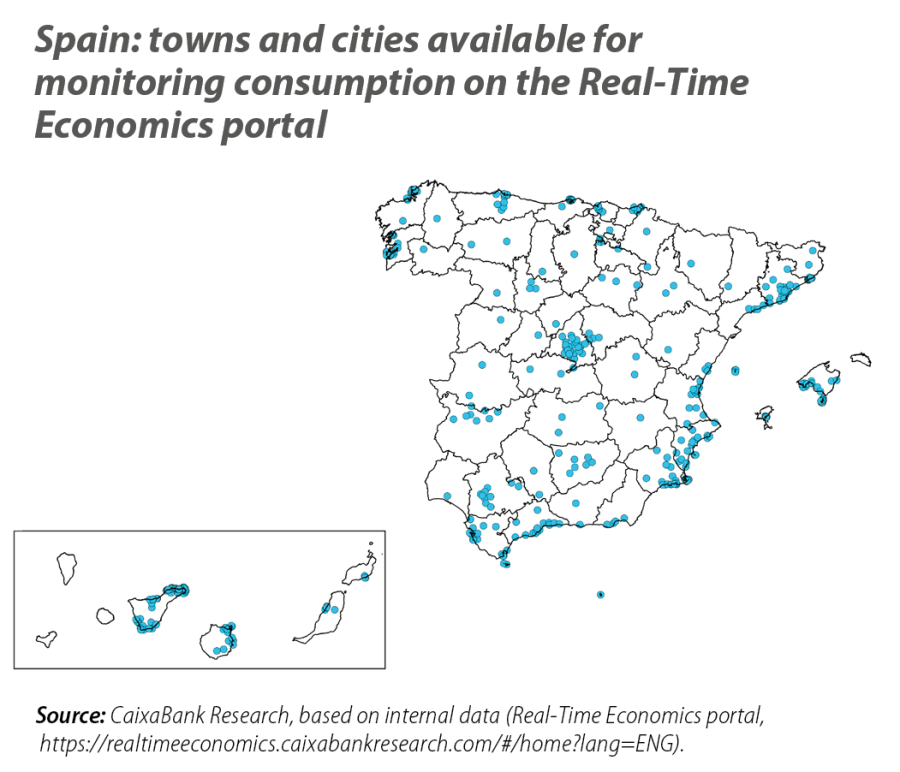 Spain: towns and cities available for monitoring consumption on the Real-Time Economics portal
