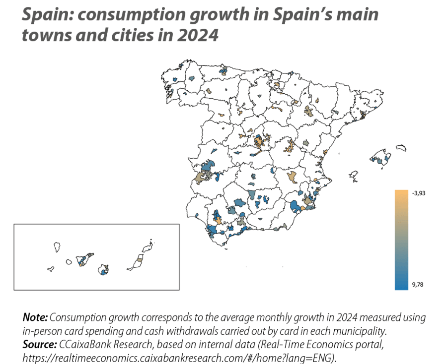 Spain: consumption growth in Spain’s main towns and cities in 2024