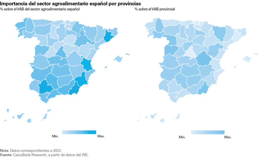 Importancia del sector agroalimentario español por provincias