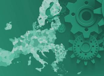 Mapa de la UE con engranajes para indicar productividad. Portada del IM01/2026