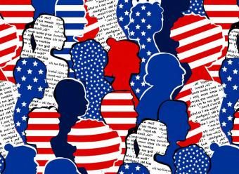 Ilustración que muestra perfiles de personas usando los colores de la bandera de